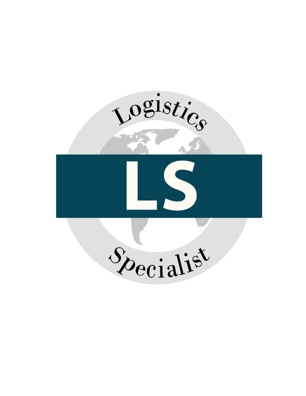 Logo for Logistics Specialist, a certification achieved through an online logistics course.